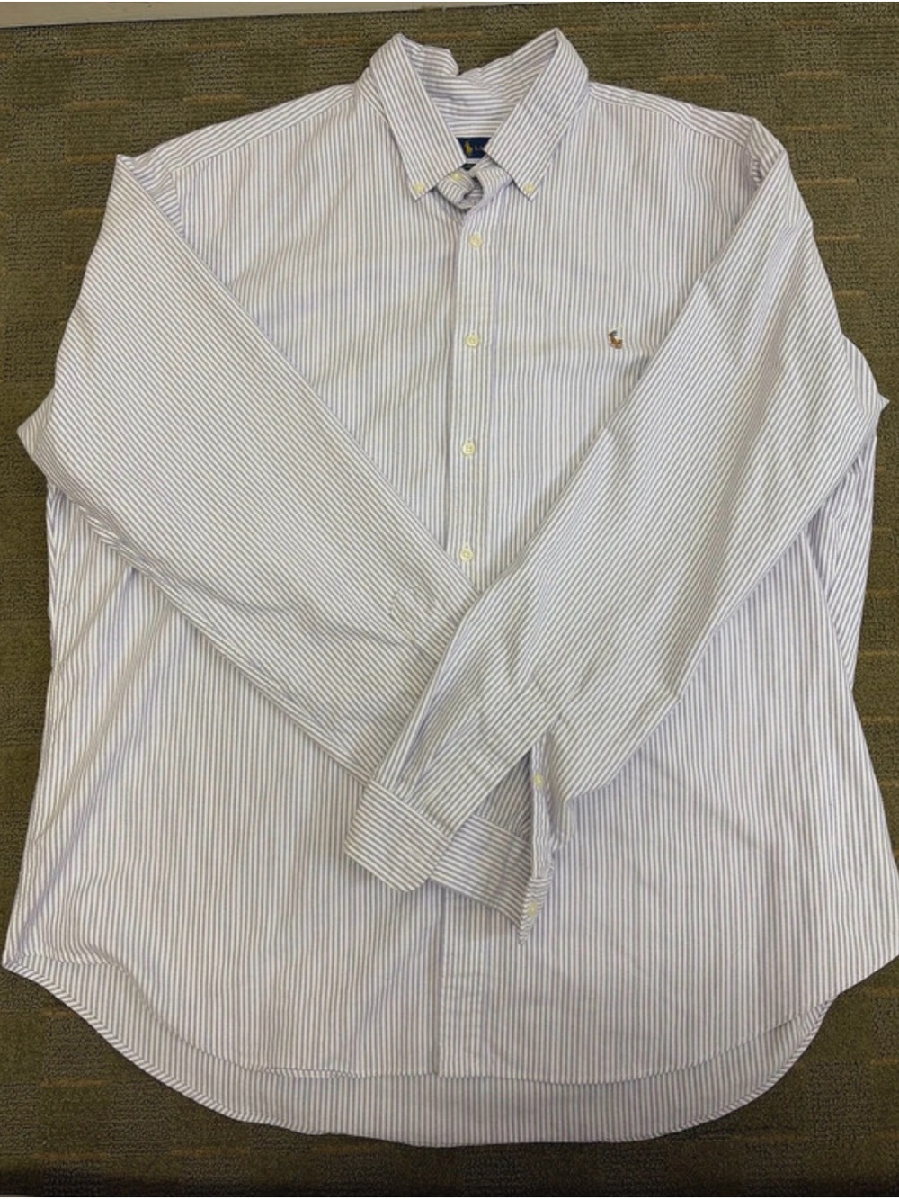 Classic Striped Button-Down Shirt - Lavender/White